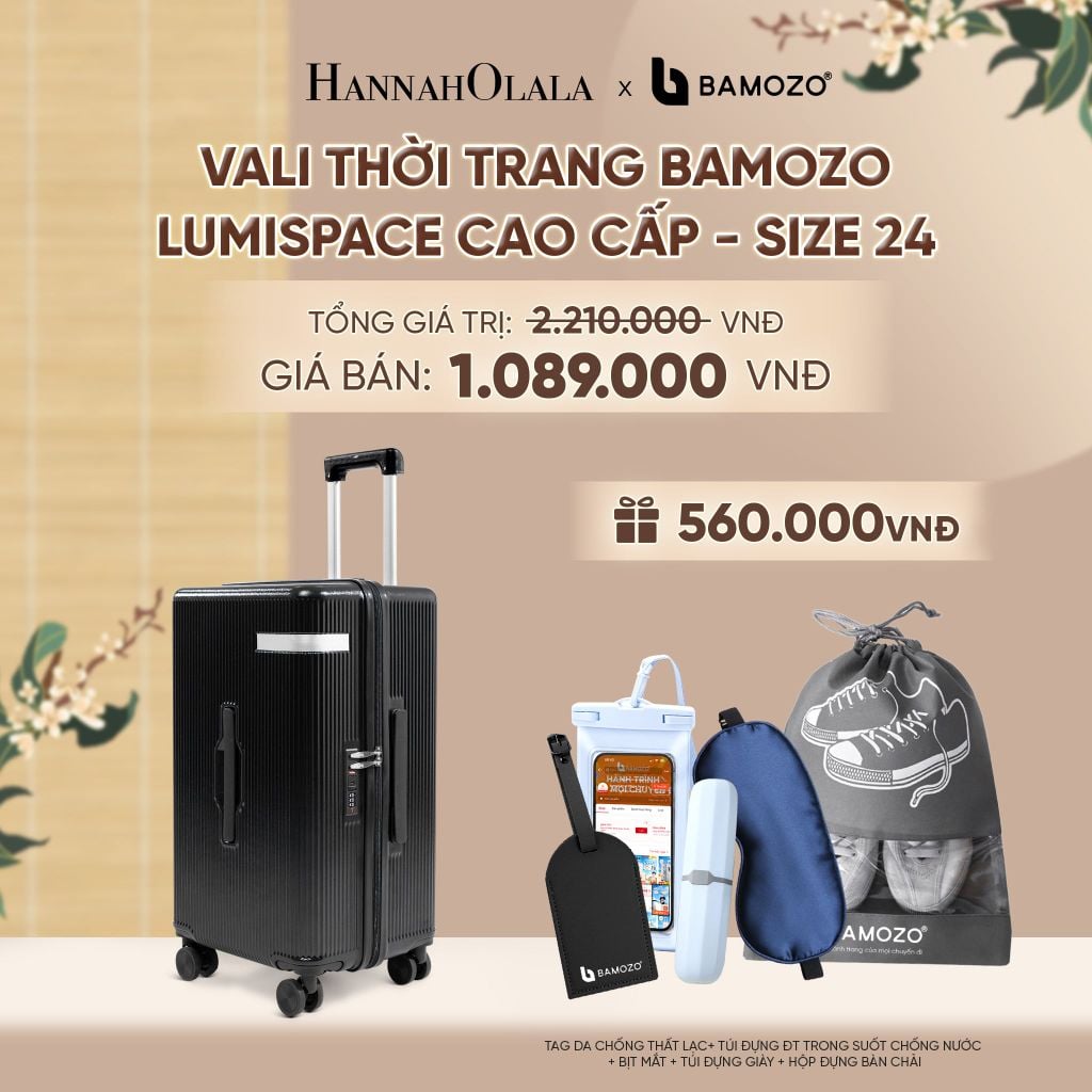  VALI BAMOZO LUMISPACE CAO CẤP (TẶNG TAG VALI DA + TÚI ĐỰNG ĐT CHỐNG NƯỚC + TÚI ĐỰNG GIÀY + HỘP ĐỰNG BÀN CHẢI + BỊT MẮT) - A2451 