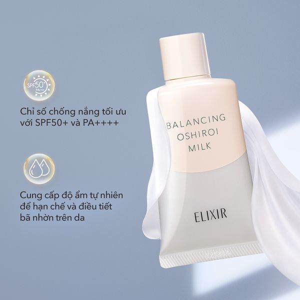  A58: DEAL 23: SỮA CHỐNG NẮNG DƯỠNG DA NÂNG TÔNG KIỀM DẦU ELIXIR REFLET BALANCING OSHIROI MILK C 35G 
