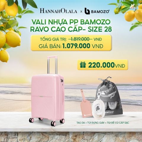  VALI BAMOZO RAVO NHỰA PP CAO CẤP CHỐNG VỠ (TẶNG 2 THẺ TAG DA CHỐNG THẤT LẠC, 2 TÚI ĐỰNG GIÀY XÁM) - DEAL 6 - A1249 