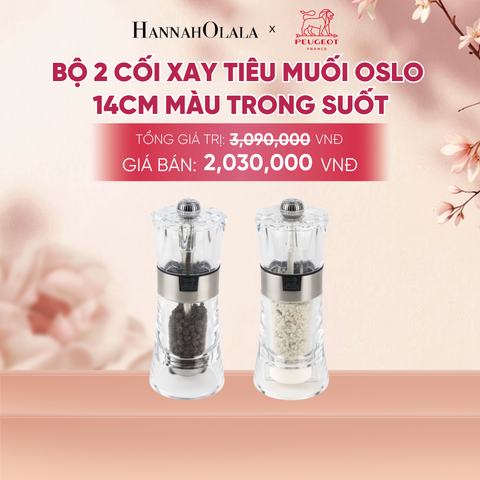  BỘ 2 CỐI XAY TIÊU MUỐI OSLO 14CM MÀU TRONG SUỐT - A1055 