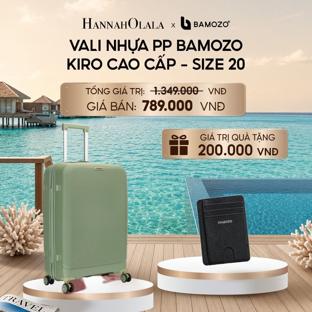  VALI BAMOZO KIRO NHỰA PP CAO CẤP CHỐNG VỠ, CHỐNG RẠCH (TẶNG VÍ THẺ DA CARD HOLDER BAMOZO)_ D1974 