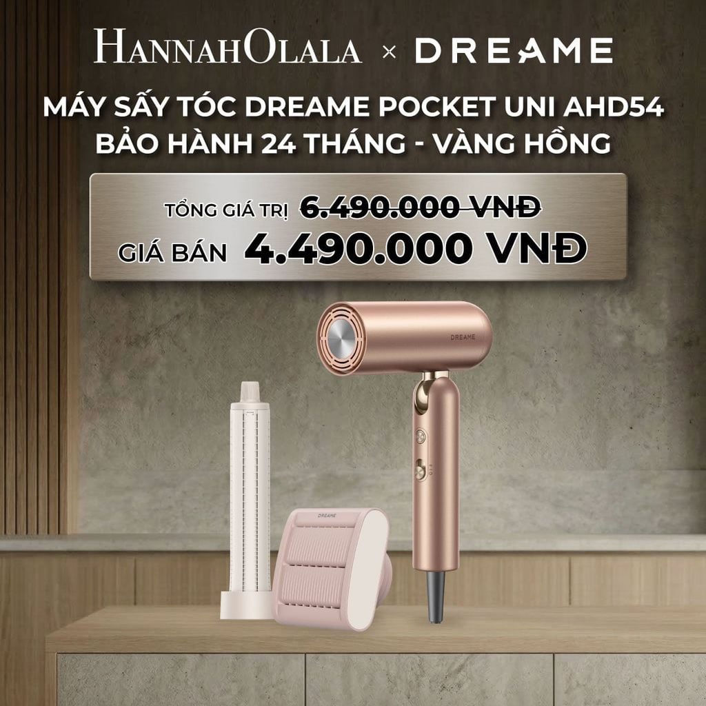  DEAL 4: DREAME POCKET UNI AHD54 MÁY SẤY TÓC ION ÂM TƯƠNG THÍCH ĐIỆN ÁP TOÀN CẦU GẤP GỌN TÍCH HỢP TẠO KIỂU TÓC - BH 24 THÁNG 