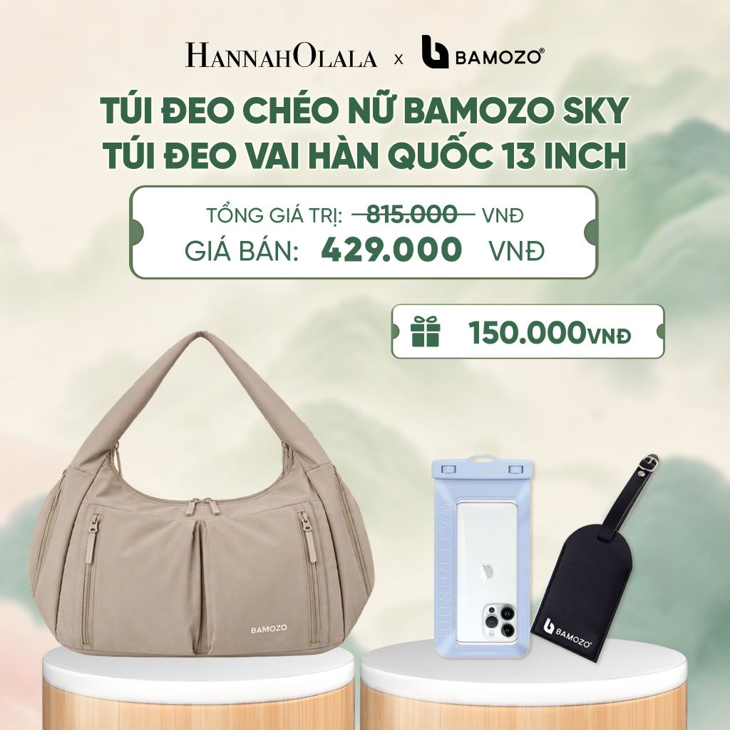  TÚI ĐEO CHÉO NỮ BAMOZO SKY KHÁNG NƯỚC, TÚI ĐEO VAI HÀN QUỐC ĐỰNG IPAD 13 INCH ĐI HỌC ĐI LÀM (TAG THẺ DA CHỐNG THẤT LẠC + TÚI ĐỰNG ĐIỆN THOẠI CHỐNG NƯỚC) - A742 