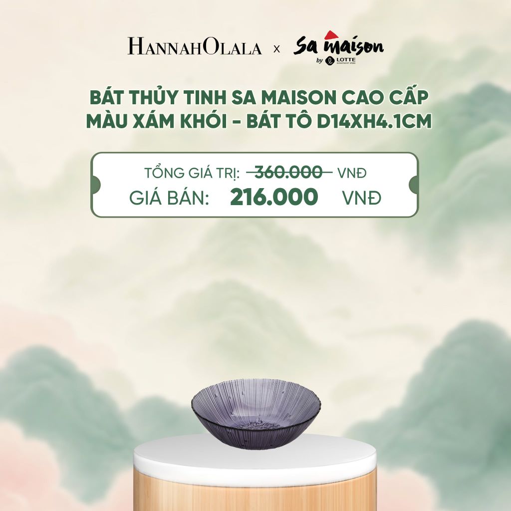  BÁT THỦY TINH SA MAISON CAO CẤP MÀU XÁM KHÓI - DEAL 10 - A1739 