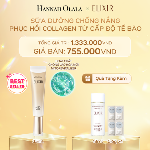  B329:_DEAL 15: [THẾ HỆ MỚI] SỮA CHỐNG NẮNG PHỤC HỒI COLLAGEN TỪ CẤP ĐỘ TẾ BÀO ELIXIR DAY CARE REVOLUTION SPF50+ 35ML 
