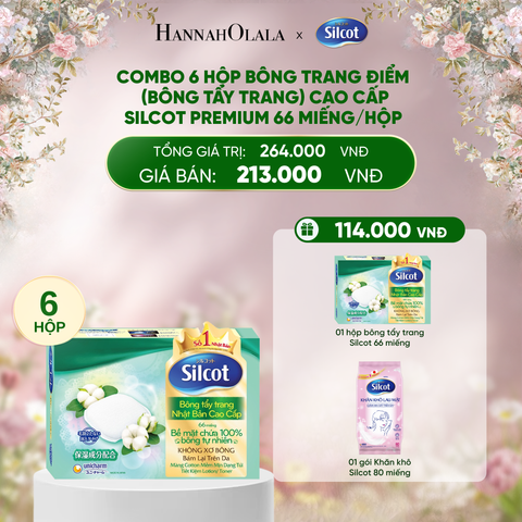  DEAL 4: COMBO 6 HỘP BÔNG TRANG ĐIỂM (BÔNG TẨY TRANG) CAO CẤP SILCOT PREMIUM 66 MIẾNG/HỘP 