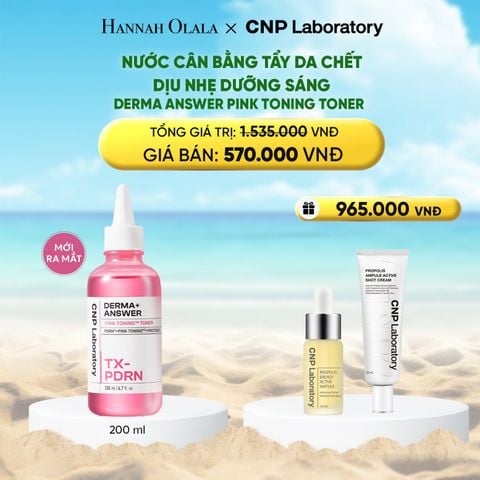  DEAL 50: MỚI RA MẮT - NƯỚC CÂN BẰNG TẨY DA CHẾT DỊU NHẸ DƯỠNG SÁNG CNP DERMA ANSWER PINK TONING TONER 200ML 