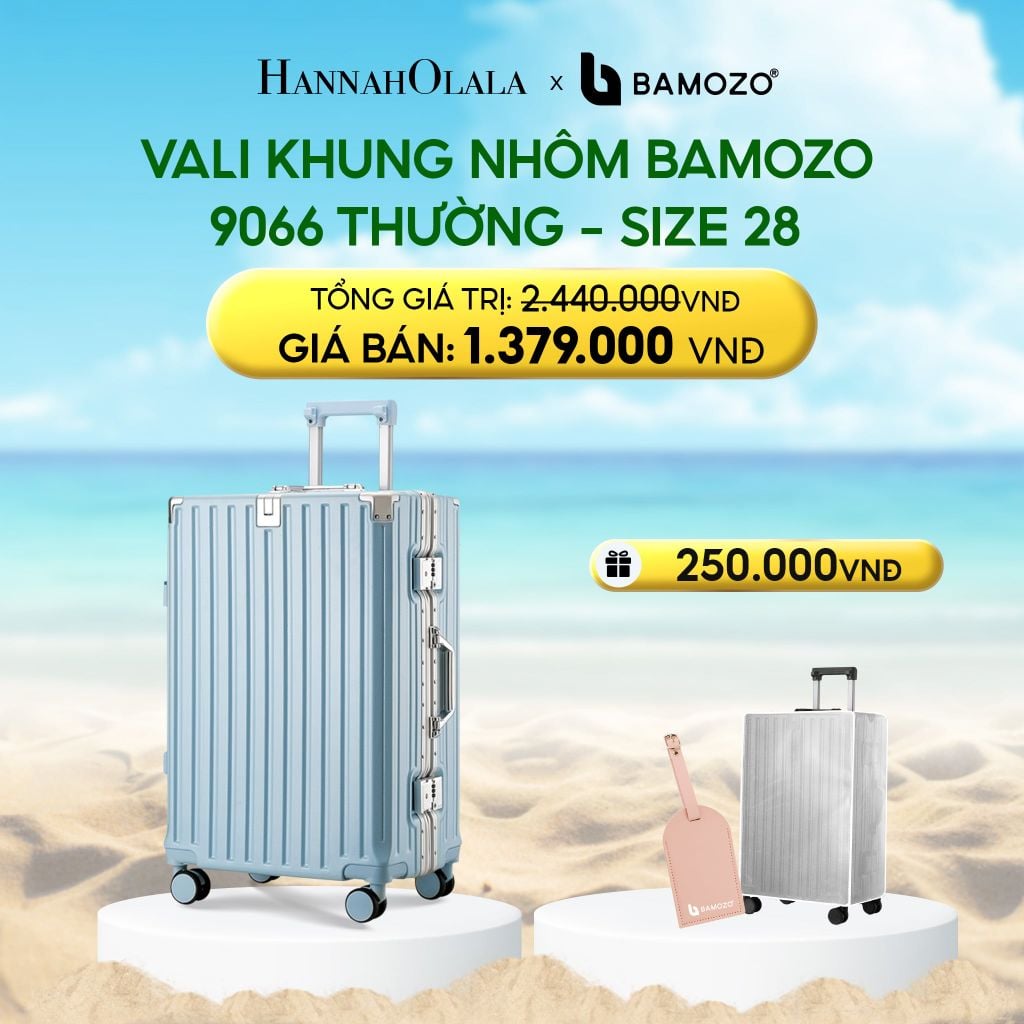  DEAL 3: VALI BAMOZO KHUNG NHÔM 9066 BẢN THƯỜNG (TẶNG BỌC VALI TRONG SUỐT + TAG HÀNH LÝ DA) 