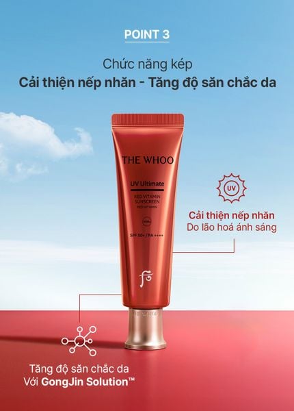  D40_DEAL09: NEW - TINH CHẤT CHỐNG NẮNG CHỐNG OXY HÓA THE WHOO RED VITAMIN SUNCREEN SPF50+/PA++++ 50ML 
