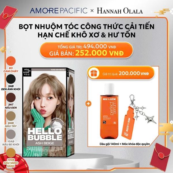  D13_DEAL 4: NHUỘM TÓC TẠI NHÀ MISE EN SCÈNE HELLO BUBBLE 100G DẠNG BỌT KEM, CÔNG THỨC CẢI TIẾN MỚI HẠN CHẾ KHÔ XƠ VÀ HƯ TỔN 