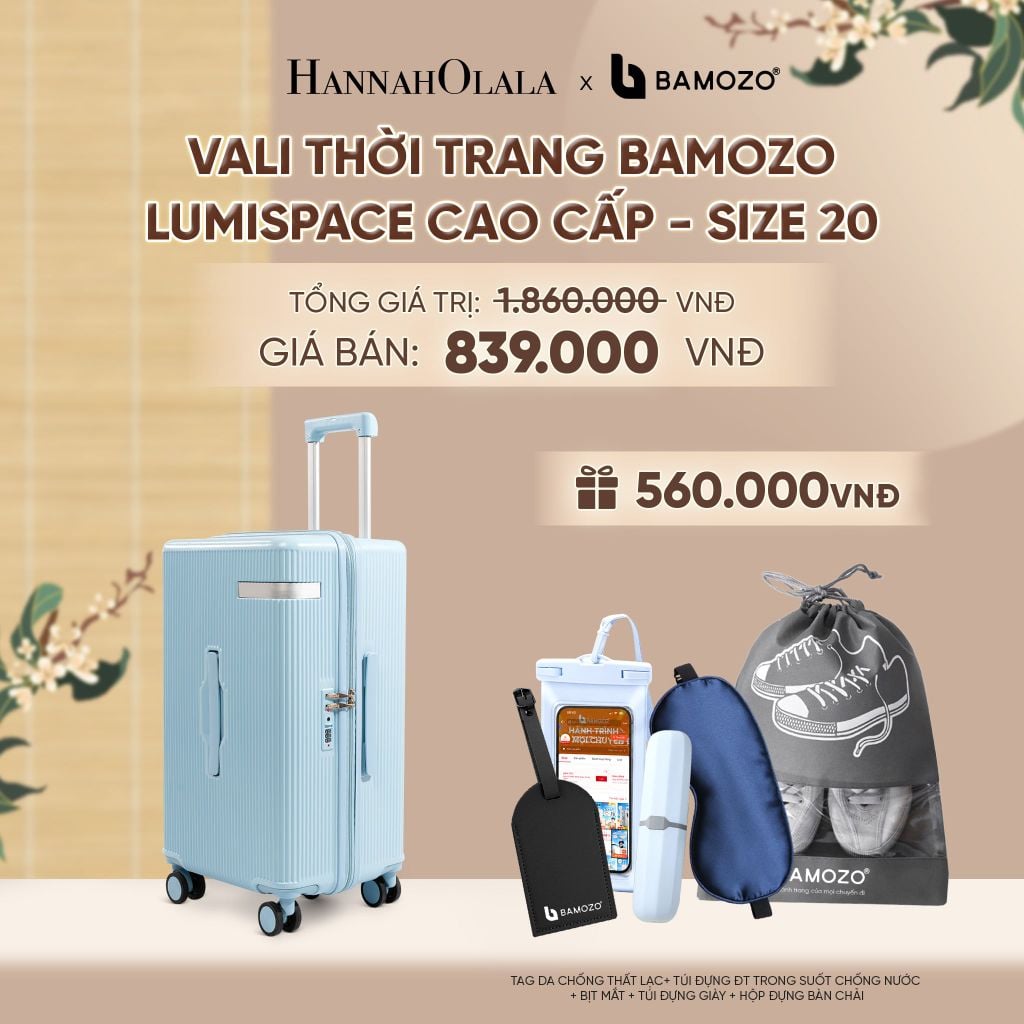  VALI BAMOZO LUMISPACE CAO CẤP (TẶNG TAG VALI DA + TÚI ĐỰNG ĐT CHỐNG NƯỚC + TÚI ĐỰNG GIÀY + HỘP ĐỰNG BÀN CHẢI + BỊT MẮT) - A2451 
