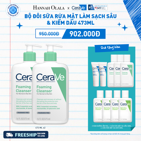  DEAL 6: BỘ ĐÔI SỮA RỬA MẶT GIÚP LÀM SẠCH SÂU CHO DA DẦU FOAMING CLEANSER 473ML 