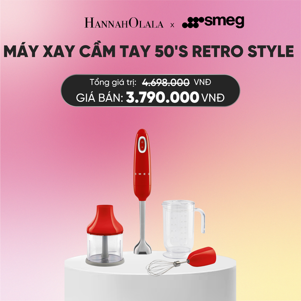  MÁY XAY CẦM TAY MÀU ĐỎ HIỆU SMEG, MODEL HBF03RDEU 