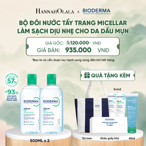  BỘ ĐÔI NƯỚC TẨY TRANG CÔNG NGHỆ MICELLAR LÀM SẠCH CHO DA DẦU,MỤN - DEAL 4 - A212 