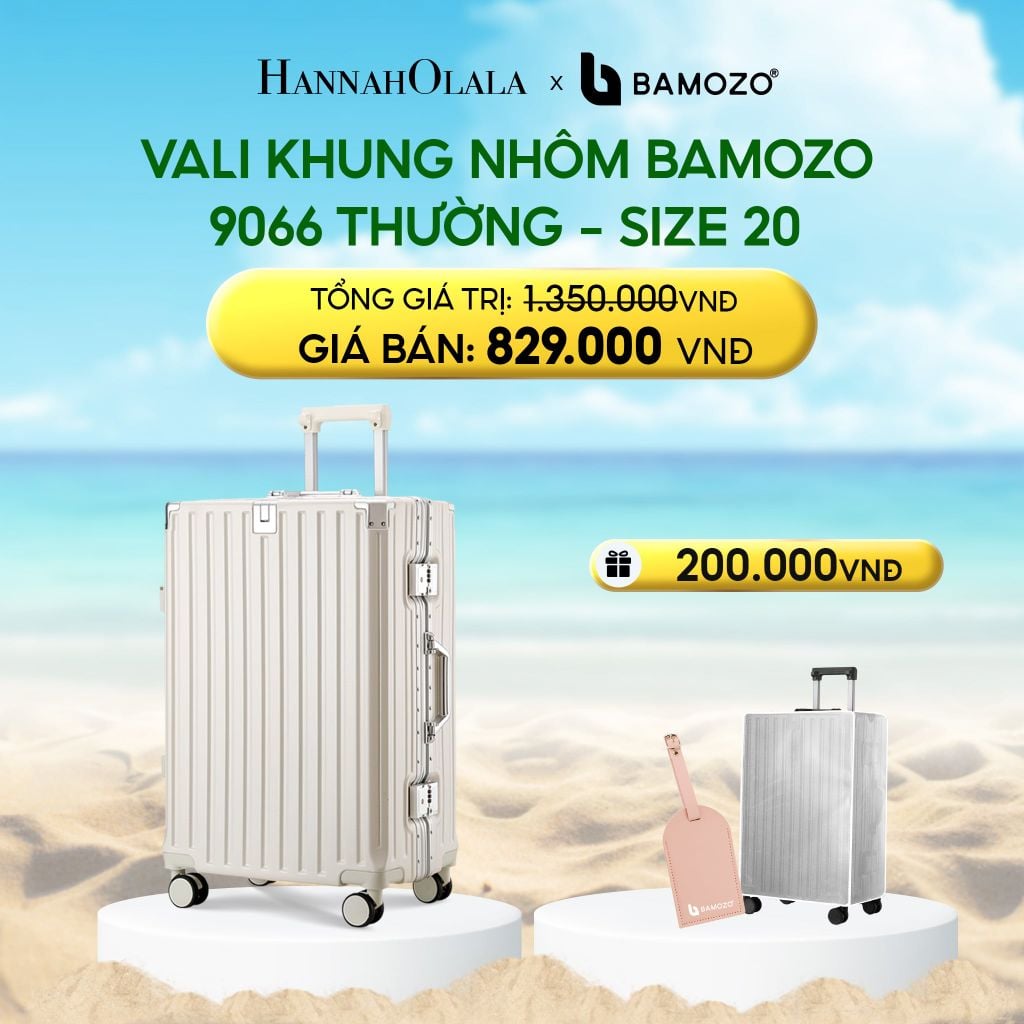  DEAL 3: VALI BAMOZO KHUNG NHÔM 9066 BẢN THƯỜNG (TẶNG BỌC VALI TRONG SUỐT + TAG HÀNH LÝ DA) 