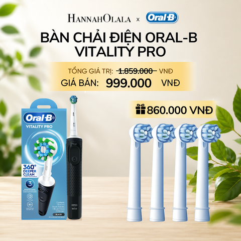  BÀN CHẢI ĐIỆN ORAL-B VITALITY PRO + 2 SET ĐẦU BÀN CHẢI ĐIỆN ORAL-B VITALITY – SENSITIVE / WHITENING / DEEP CLEAN 