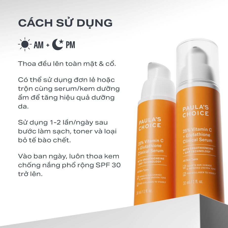  TINH CHẤT LÀM SÁNG DA VÀ MỜ NÁM CHUYÊN SÂU VỚI 25% VITAMIN C + GLUTATHIONE CLINICAL SERUM 30ML - HSD: 11/2027 - DEAL 6 - A1872 