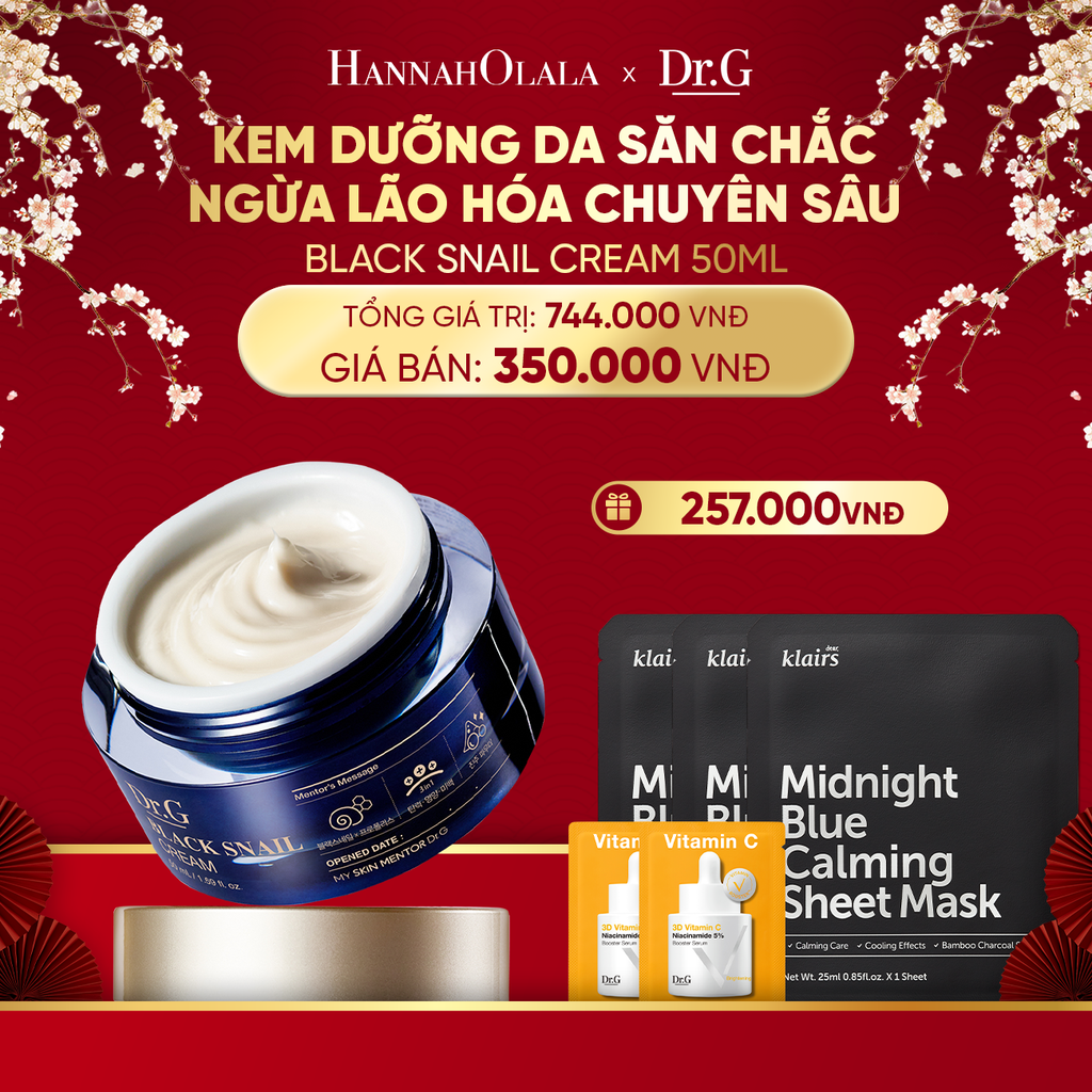  DEAL 4: KEM DƯỠNG NGĂN NGỪA LÃO HÓA DA DR.G BLACK SNAIL CREAM 50ML 
