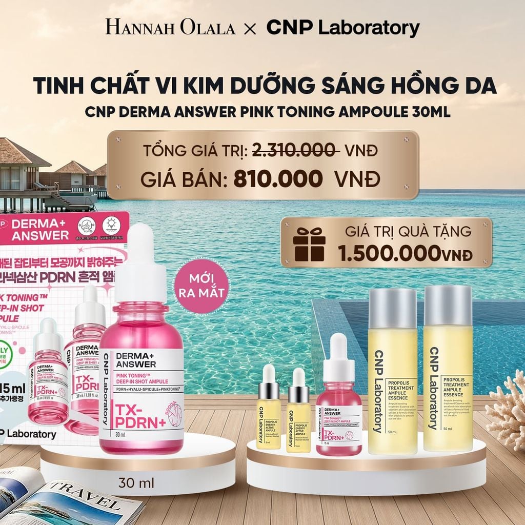  PHIÊN BẢN ĐẶC BIỆT - BỘ TINH CHẤT VI KIM DƯỠNG SÁNG HỒNG DA CNP DERMA ANSWER PINK TONING AMPOULE 30ML_ D252 