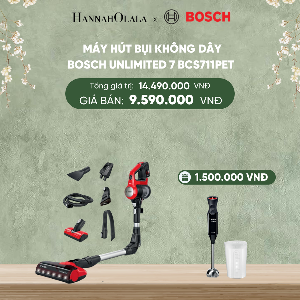  DEAL 4: MÁY HÚT BỤI KHÔNG DÂY BOSCH UNLIMITED 7 BCS711PET 