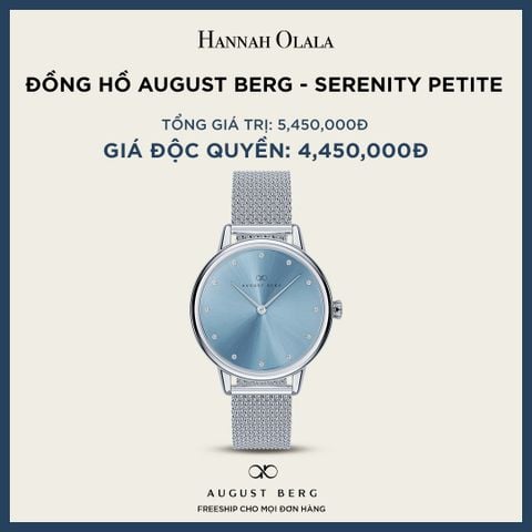  A4_DEAL 164: ĐỒNG HỒ ĐAN MẠCH AUGUST BERG - SERENITY PETITE - MẶT XANH - DÂY MÀU BẠC 