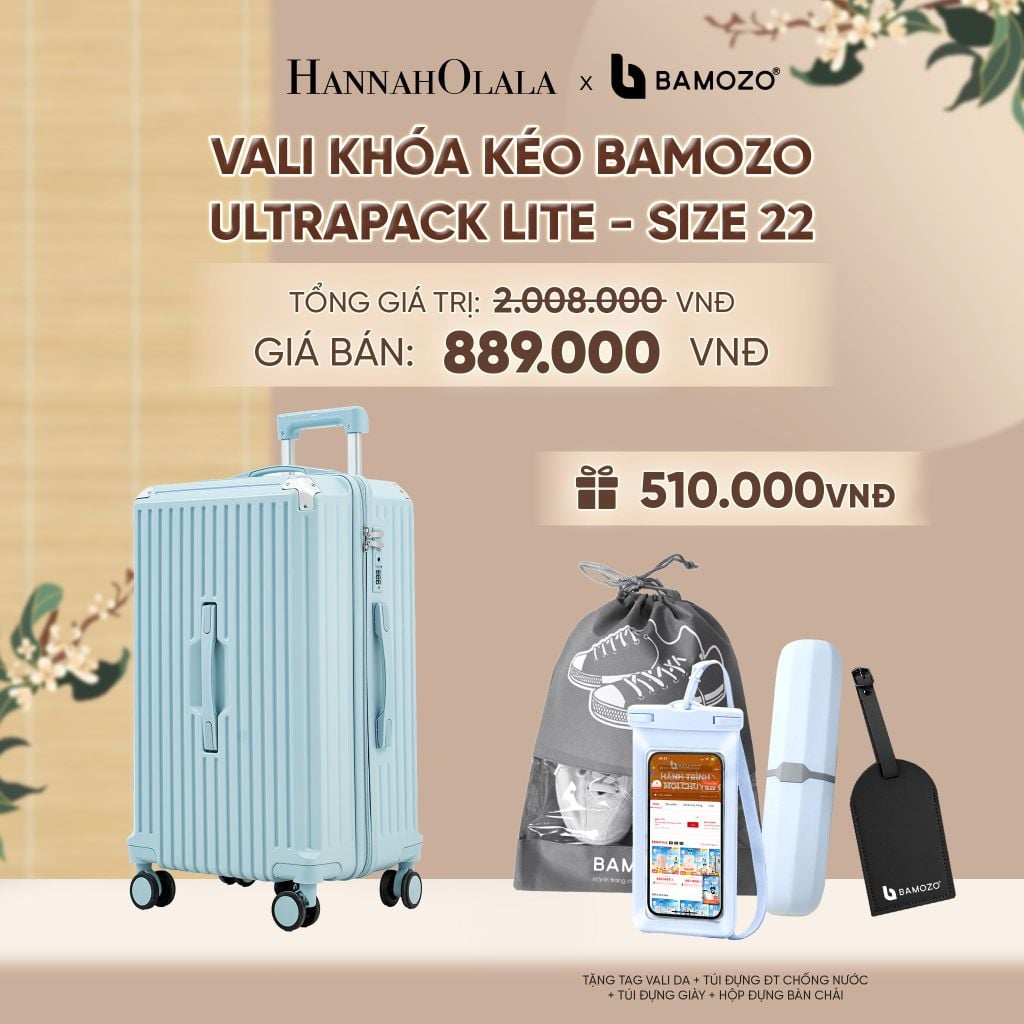  VALI BAMOZO ULTRAPACK LITE CAO CẤP BẢN KHÓA KÉO ( (TẶNG TAG VALI DA + TÚI ĐỰNG ĐT CHỐNG NƯỚC + TÚI ĐỰNG GIÀY + HỘP ĐỰNG BÀN CHẢI) - A2469 