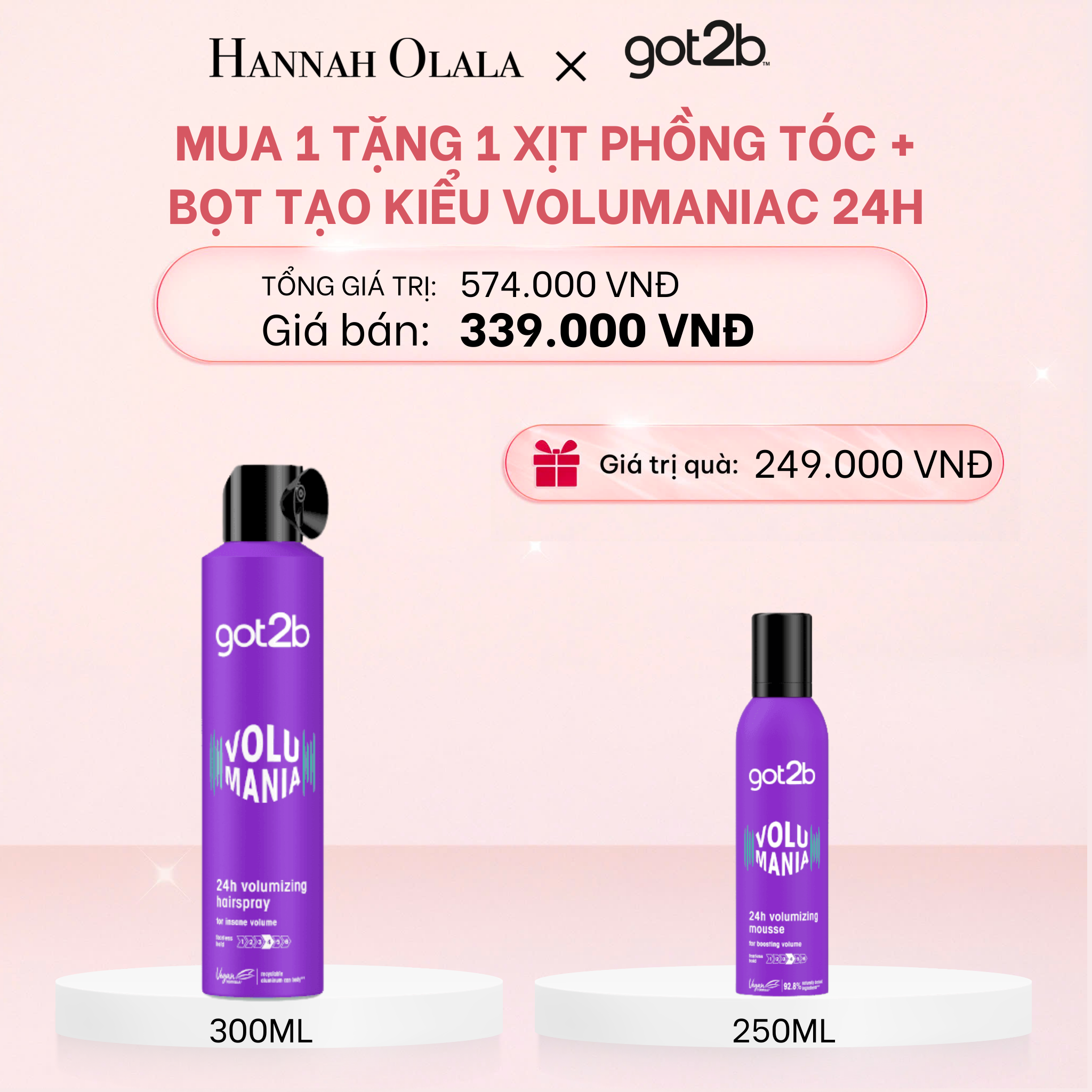  E692_DEAL 4: [MUA 1 TẶNG 1] Mua Xịt phồng tóc Volumaniac 24h Tặng Bọt tạo kiểu và bảo vệ tóc trước nhiệt độ cao 