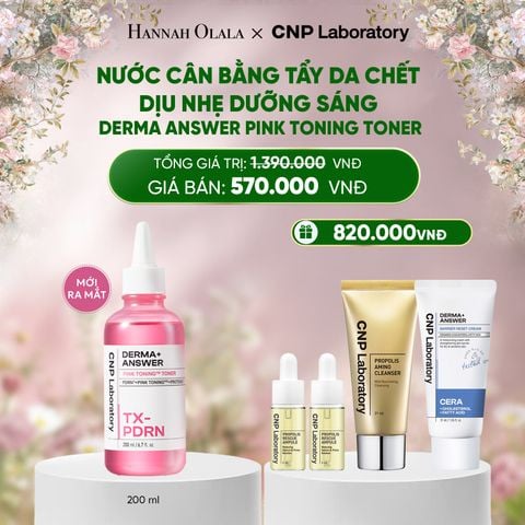  DEAL 53: MỚI RA MẮT - NƯỚC CÂN BẰNG TẨY DA CHẾT DỊU NHẸ DƯỠNG SÁNG CNP DERMA ANSWER PINK TONING TONER 200ML 