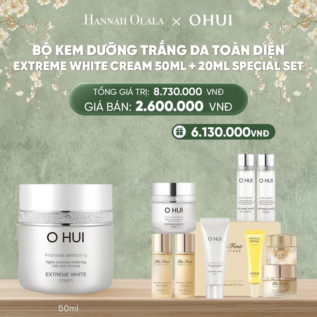  DEAL43: BỘ KEM DƯỠNG TRẮNG DA TOÀN DIỆN OHUI EXTREME WHITE CREAM 50ML + 20ML SPECIAL SET 