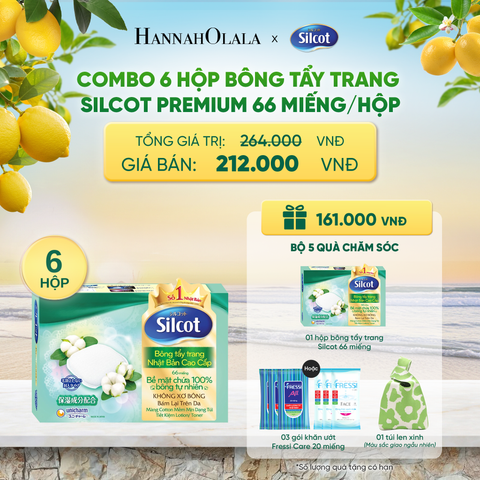 COMBO 6 HỘP BÔNG TRANG ĐIỂM (BÔNG TẨY TRANG) CAO CẤP SILCOT PREMIUM 66 MIẾNG/HỘP - DEAL 4 