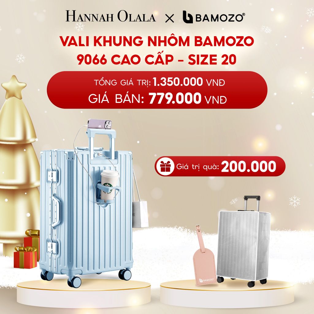  DEAL 2: VALI BAMOZO KHUNG NHÔM 9066 BẢN CAO CẤP (TẶNG BỌC VALI CC TRONG SUỐT + TAG VALI DA CHỐNG THẤT LẠC) 