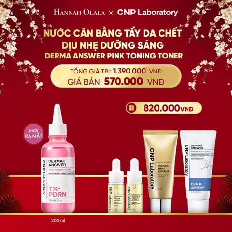  DEAL 53: MỚI RA MẮT - NƯỚC CÂN BẰNG TẨY DA CHẾT DỊU NHẸ DƯỠNG SÁNG CNP DERMA ANSWER PINK TONING TONER 200ML 
