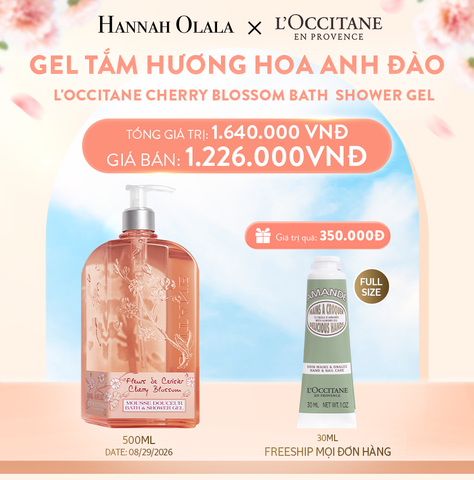  A461_DEAL 4A: GEL TẮM HƯƠNG HOA ANH ĐÀO L'OCCITANE CHERRY BLOSSOM BATH & SHOWER GEL 500ML 