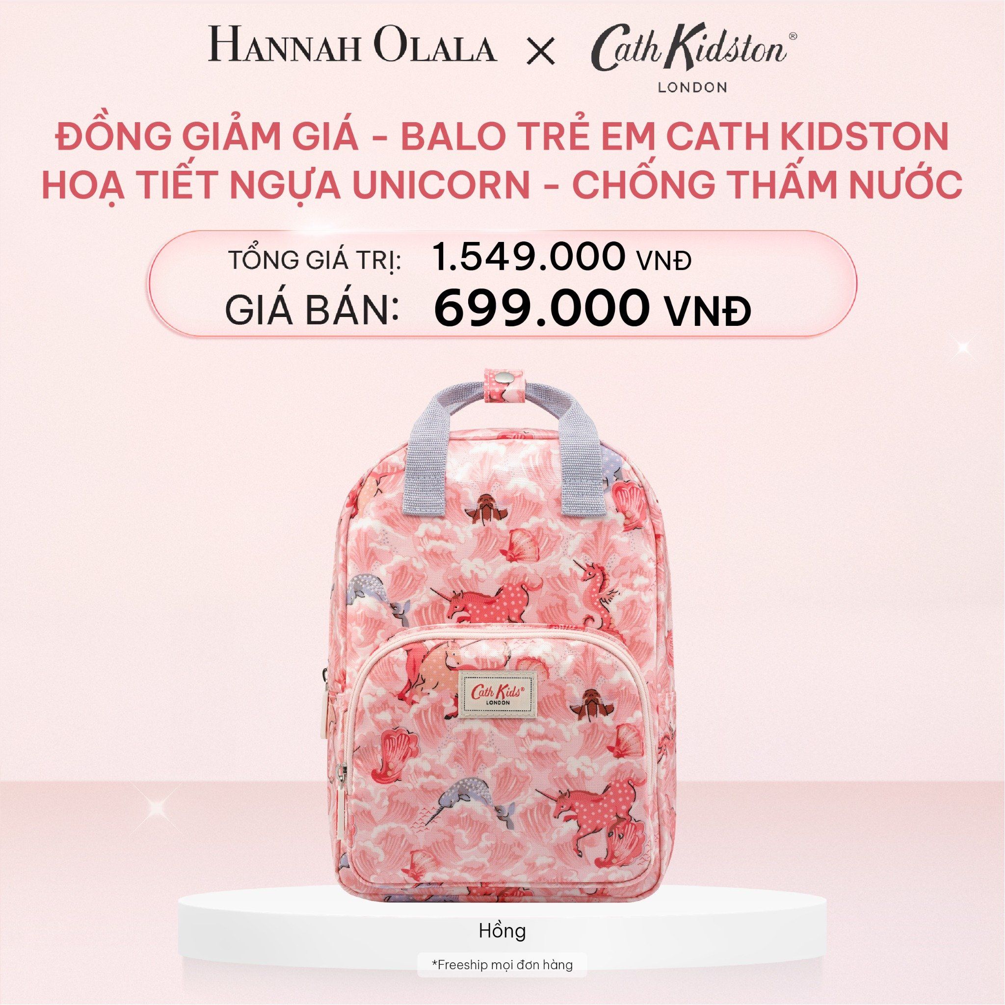  E348_DEAL 4: [ĐỒNG GIẢM GIÁ] BALO TRẺ EM CATH KIDSTON MEDIUM SIZE HOẠ TIẾT ĐÁNG YÊU PHỦ PVC CHỐNG THẤM NƯỚC 