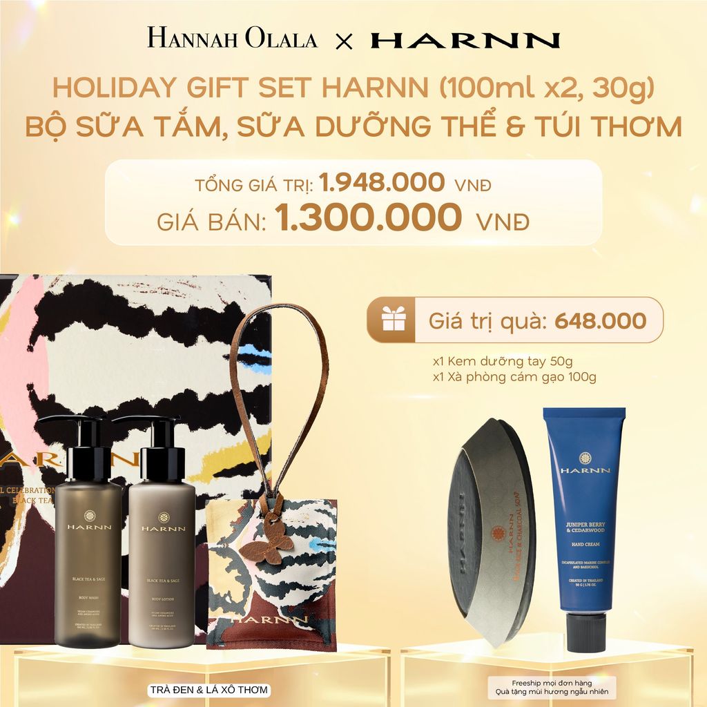  DEAL 7: HOLIDAY SET HARNN SOULFUL EXPLORER - BỘ 3 SẢN PHẨM SỮA TẮM, SỮA DƯỠNG THỂ & TÚI THƠM (100ml*x2, 30g) 