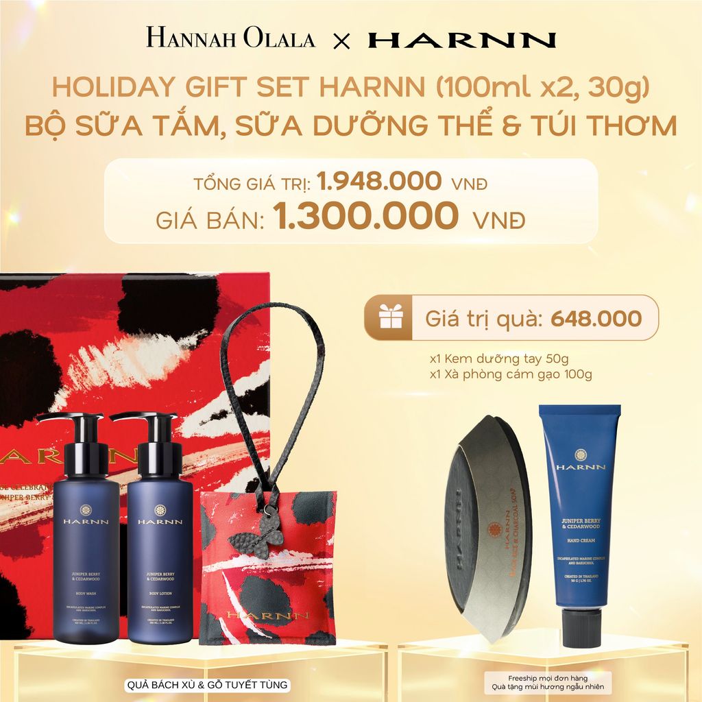  DEAL 7: HOLIDAY SET HARNN SOULFUL EXPLORER - BỘ 3 SẢN PHẨM SỮA TẮM, SỮA DƯỠNG THỂ & TÚI THƠM (100ml*x2, 30g) 