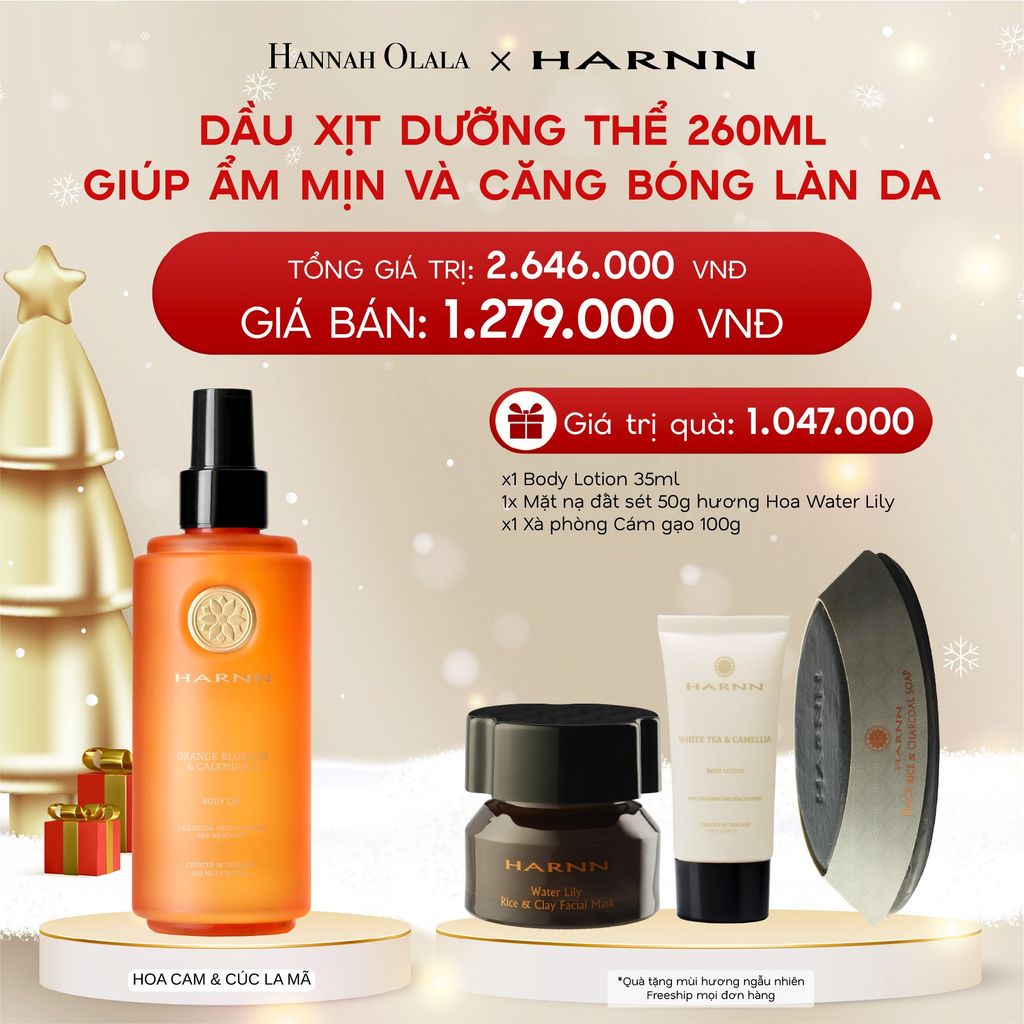  A1128_DEAL 4: DẦU XỊT DƯỠNG THỂ HARNN GIÚP ẨM MỊN VÀ CĂNG BÓNG LÀN DA 260ML 