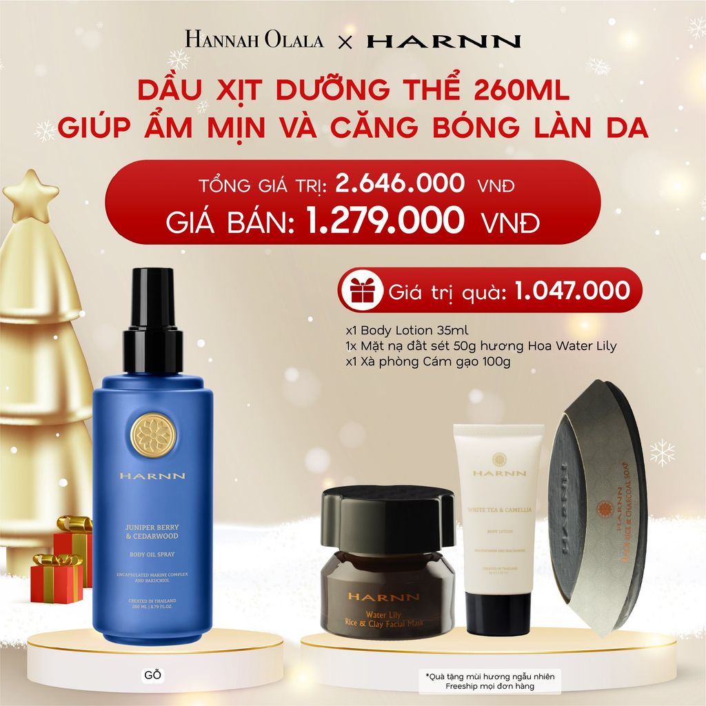  A1128_DEAL 4: DẦU XỊT DƯỠNG THỂ HARNN GIÚP ẨM MỊN VÀ CĂNG BÓNG LÀN DA 260ML 