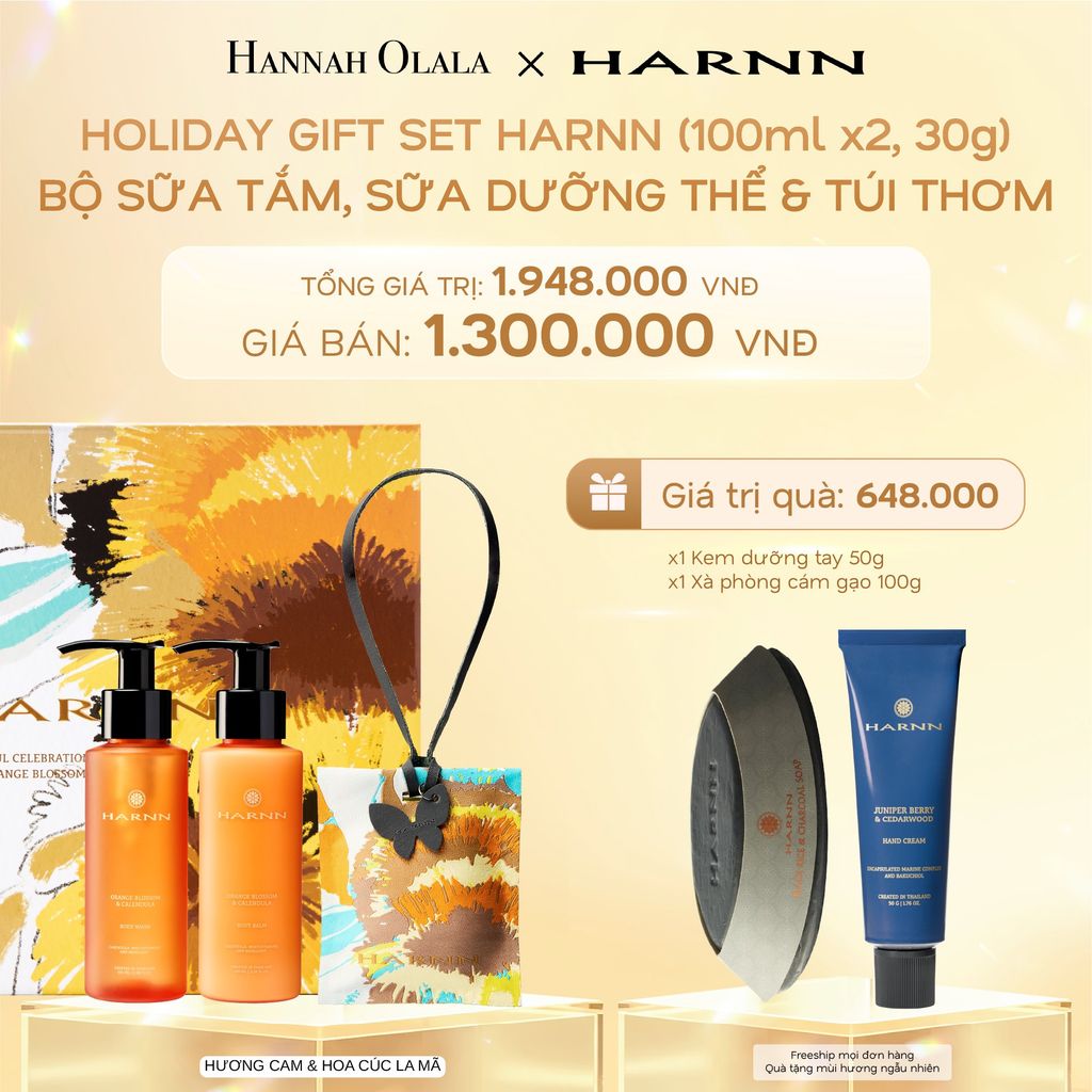  DEAL 7: HOLIDAY SET HARNN SOULFUL EXPLORER - BỘ 3 SẢN PHẨM SỮA TẮM, SỮA DƯỠNG THỂ & TÚI THƠM (100ml*x2, 30g) 