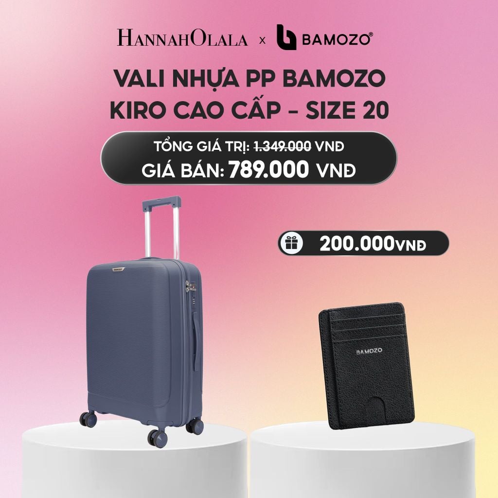  VALI BAMOZO KIRO NHỰA PP CAO CẤP CHỐNG VỠ, CHỐNG RẠCH (TẶNG VÍ THẺ DA CARD HOLDER BAMOZO)_A2252 