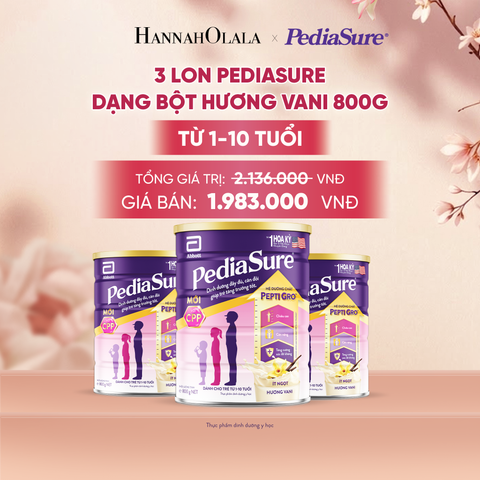  3 LON PEDIASURE DẠNG BỘT HƯƠNG VANI 800G (DÙNG CHO BÉ 1-10 TUỔI) DEAL 4: - A2147 