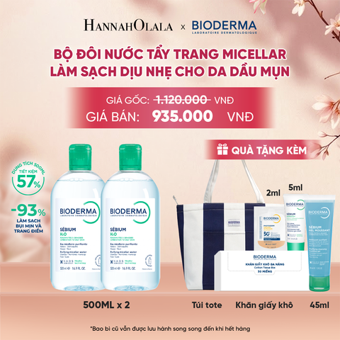  BỘ ĐÔI NƯỚC TẨY TRANG CÔNG NGHỆ MICELLAR LÀM SẠCH CHO DA DẦU,MỤN - A398 