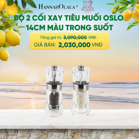  BỘ 2 CỐI XAY TIÊU MUỐI OSLO 14CM MÀU TRONG SUỐT - A2567 