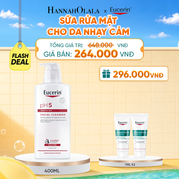 FD2: SỮA RỬA MẶT KHÔNG GÂY KÍCH ỨNG CHO DA NHẠY CẢM EUCERIN PH5 FACIAL CLEANSER 400ML 