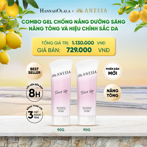  [PHIÊN BẢN MỚI] COMBO GEL CHỐNG NẮNG DƯỠNG SÁNG NÂNG TÔNG & HIỆU CHỈNH SẮC TÍM ANESSA TONE UP UV GEL SPF50+ PA++++ 90GX2 - DEAL 4 