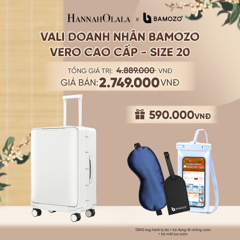  VALI DOANH NHÂN BAMOZO VERO KHUNG NHÔM CAO CẤP (TẶNG TAG HÀNH LÝ DA + TÚI ĐỰNG ĐT CHỐNG NƯỚC + BỊT MẮT LỤA SATIN) - A2563 