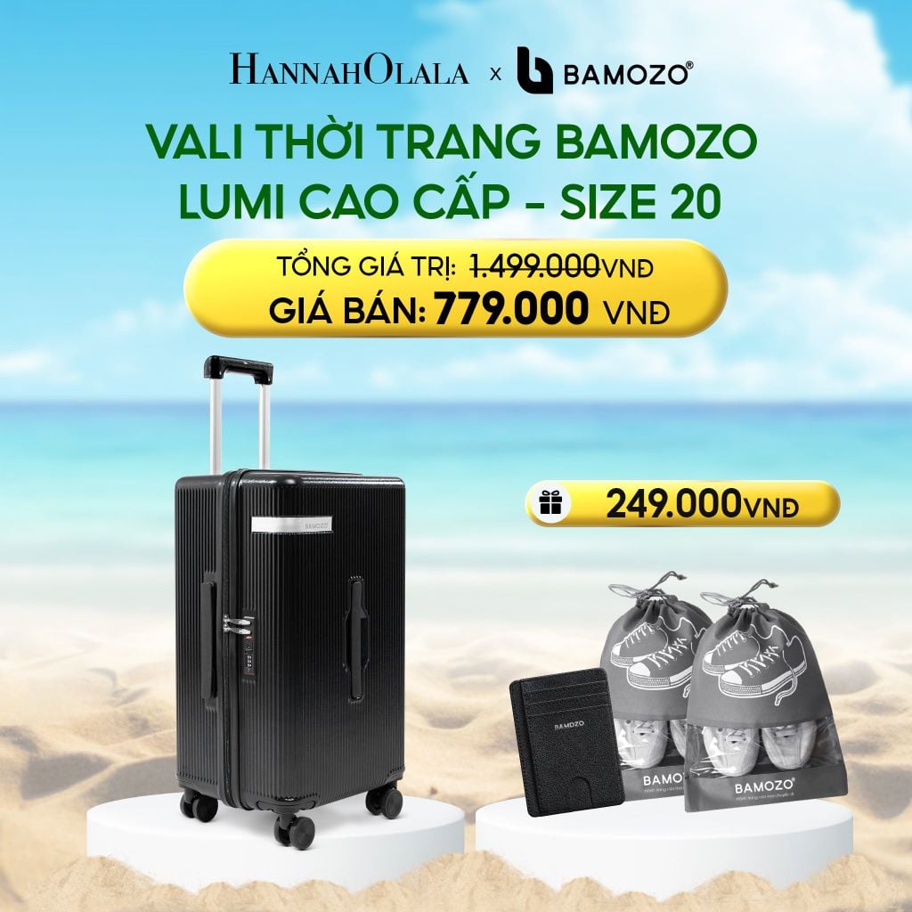  DEAL 1: VALI BAMOZO LUMISPACE CAO CẤP (TẶNG VÍ THẺ DA CARD HOLDER BAMOZO, 2 TÚI ĐỰNG GIÀY XÁM) 