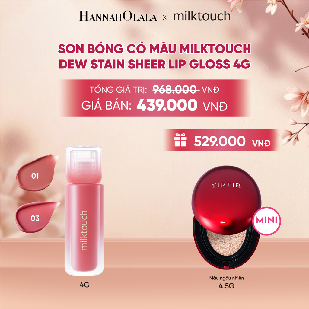  SON BÓNG CÓ MÀU MILKTOUCH DEW STAIN SHEER LIP GLOSS 4G - DEAL 3 - A1148 