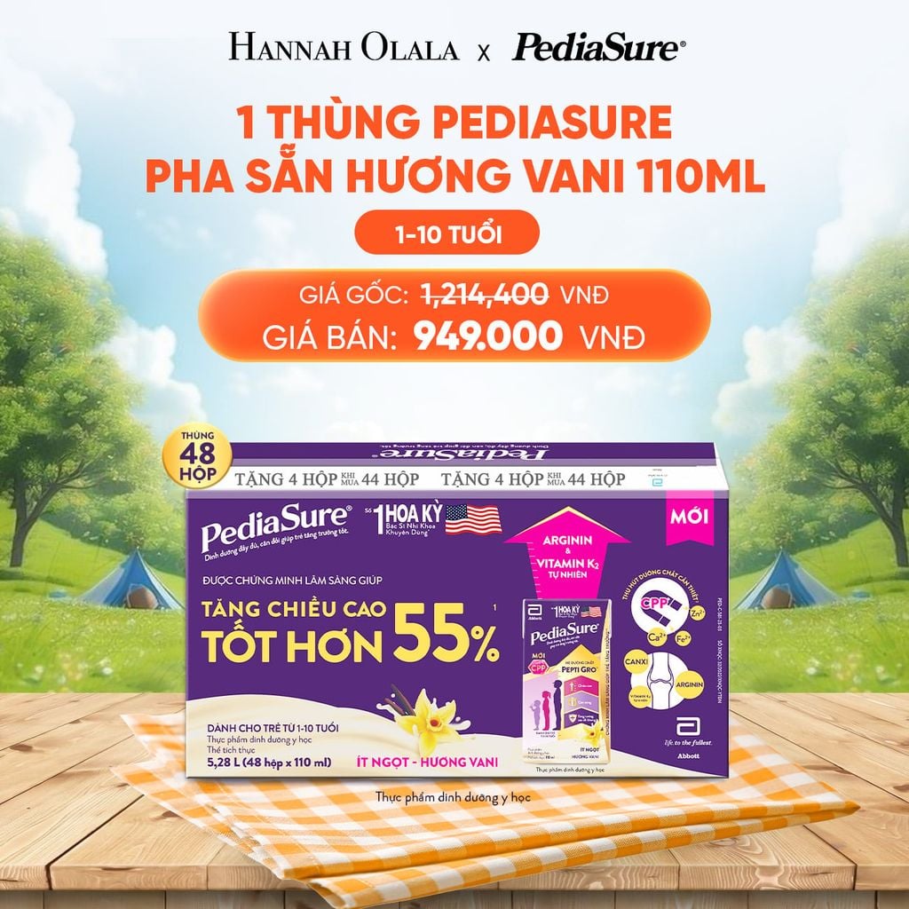  DEAL 4: 1 THÙNG PEDIASURE PHA SẴN HƯƠNG VANI 110ML 