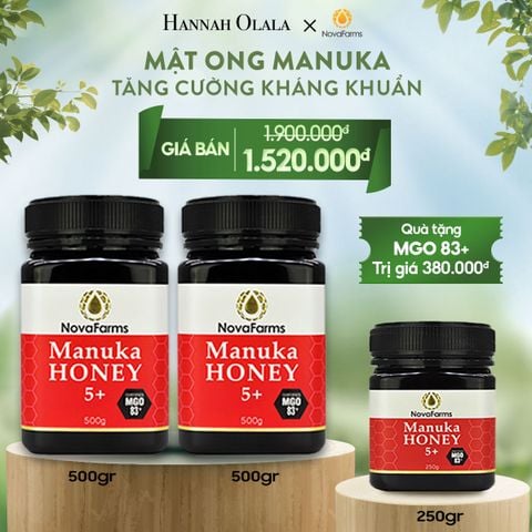  T12_DEAL 4: BỘ ĐÔI MẬT ONG MANUKA NOVAFARM- NGĂN NGỪA BỆNH 